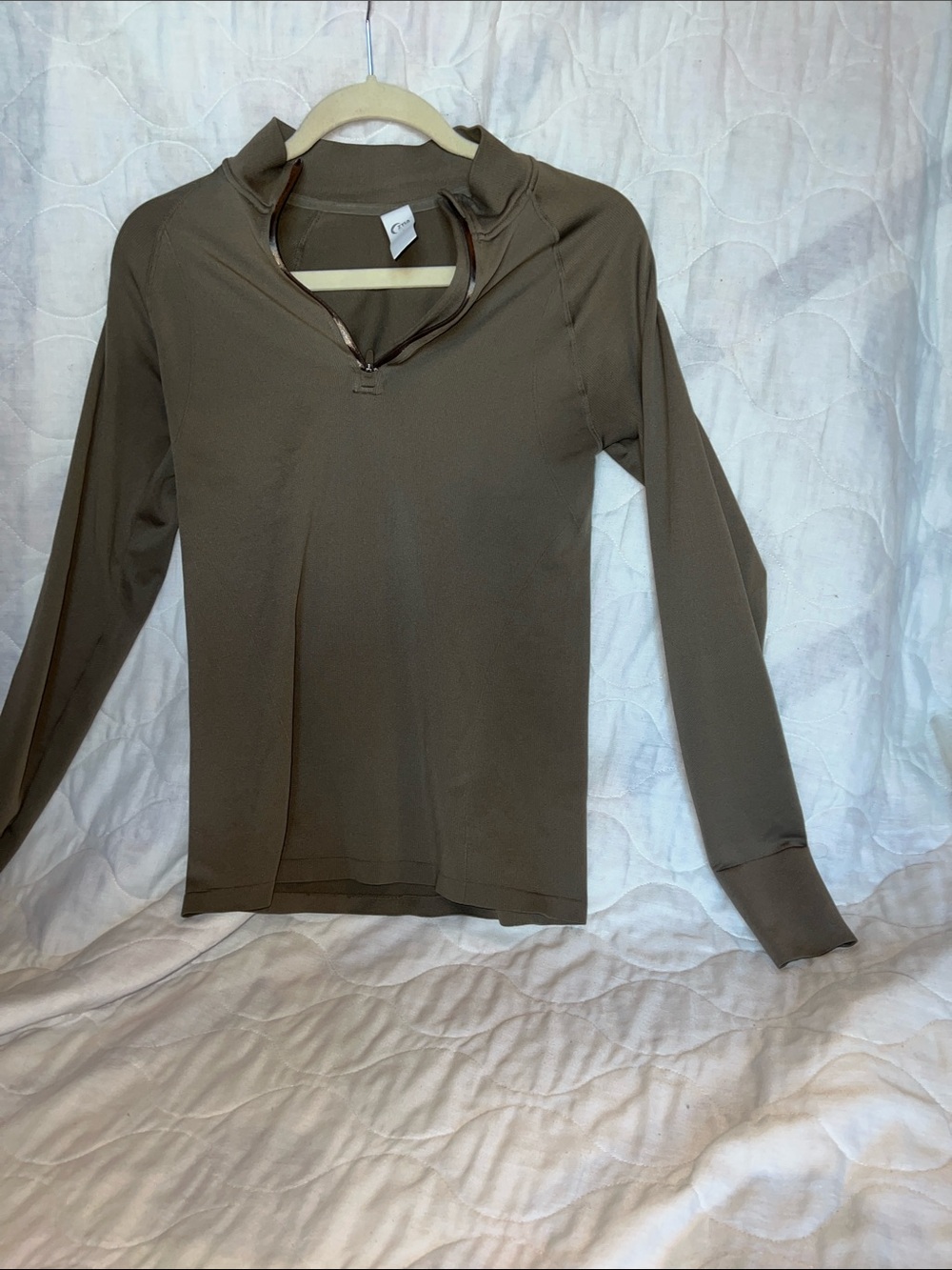 ZYIA Olive Quarter-Zip Long Sleeve Top